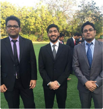 The three founders at IIM Ahmedabad, where Flexiple began